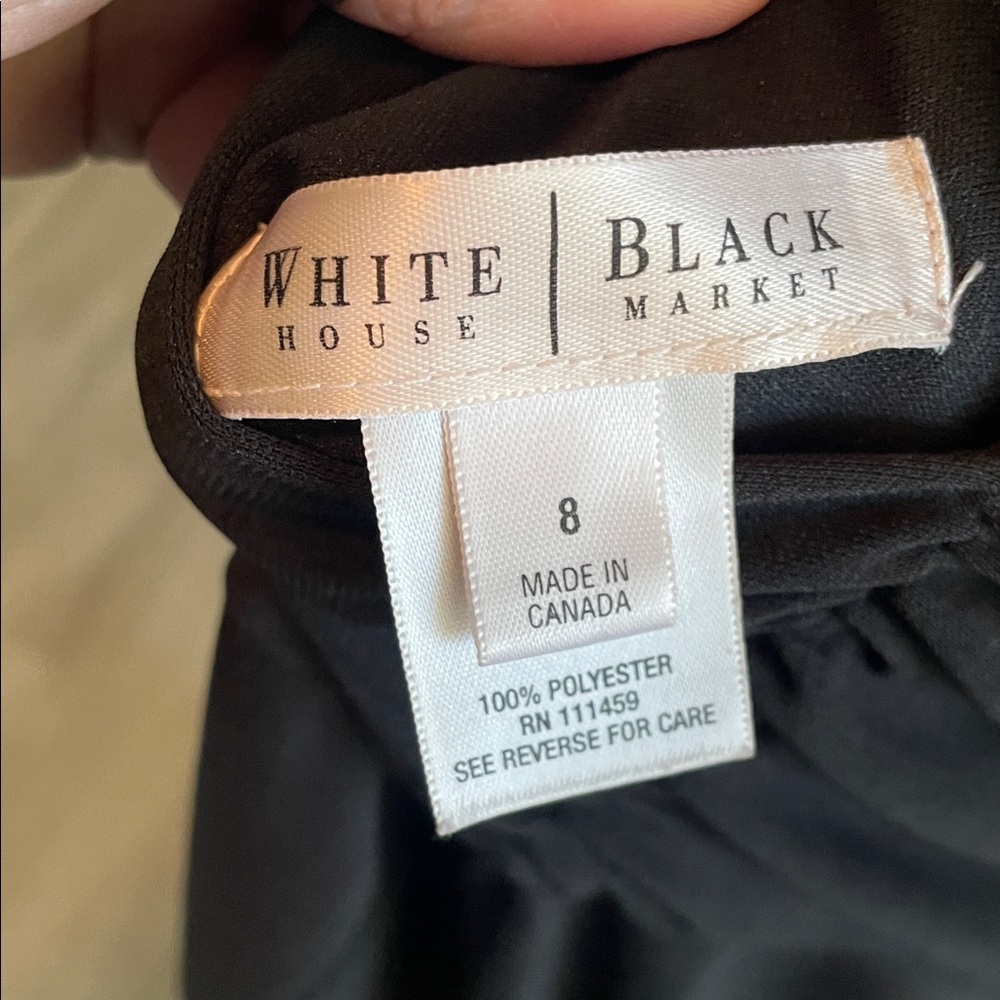 White House Black Market Black Plunging Neckline with Crisscross Low Back Dress - Picture 3 of 6